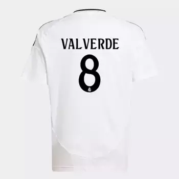 Футболка детская ФК «Реал Мадрид» 2024-2025 Valverde 8 Adidas Home, белый