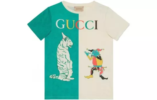 Футболка детская Gucci, белый / бирюзовый