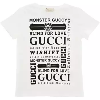 Футболка детская Gucci, белый / черный
