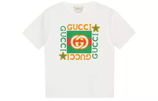 Футболка детская Gucci, белый / красный / зеленый