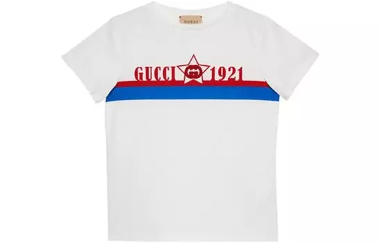 Футболка детская Gucci, белый / синий / красный