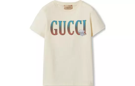 Футболка детская Gucci, белый / синий / зеленый