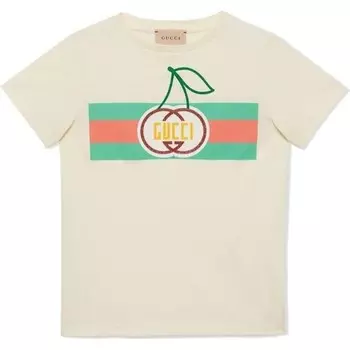 Футболка детская Gucci, кремовый / зеленый