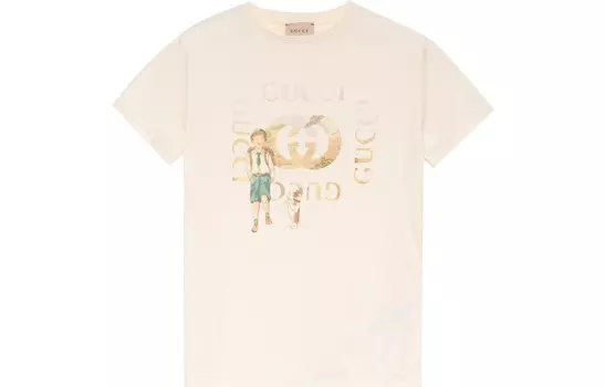 Футболка детская Gucci, кремовый / золотой