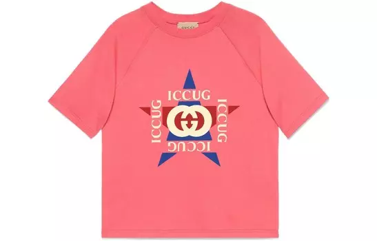Футболка детская Gucci с логотипом, розовый