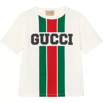 Футболка детская Gucci с полосатым принтом, белый
