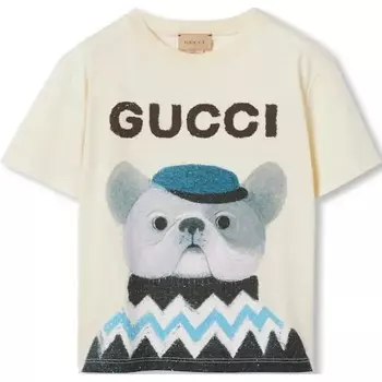 Футболка детская Gucci с рисунком, белый / черный