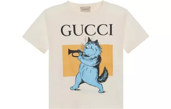 Футболка детская Gucci с рисунком, белый / синий