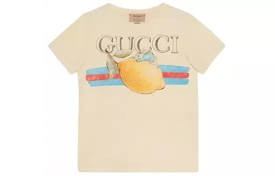 Футболка детская Gucci с рисунком, кремовый / желтый