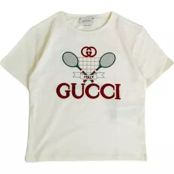 Футболка детская Gucci с рисунком логотипа, кремовый