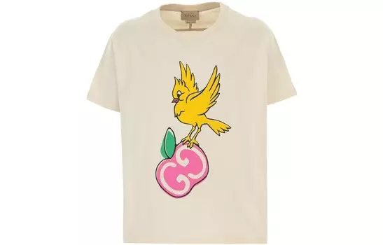 Футболка детская Gucci с рисунком птицы, белый