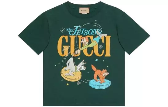 Футболка детская Gucci с рисунком, темно-зеленый