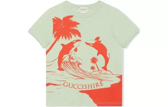 Футболка детская Gucci, зеленый / красный