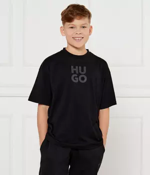 Футболка детская Hugo Kids хлопковая однотонная, черный