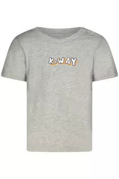 Футболка детская K-Way хлопковая с цветным логотипом, серый
