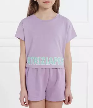 Футболка детская Patrizia Pepe хлопковая короткая, лавандовый