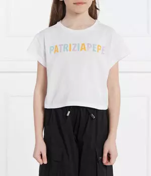 Футболка детская Patrizia Pepe с разноцветной надписью, белый