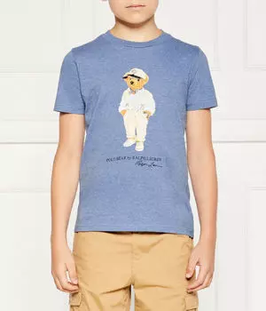 Футболка детская Polo Ralph Lauren хлопковая с принтом медведя, синий
