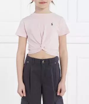 Футболка детская Polo Ralph Lauren короткая с логотипом, розовый