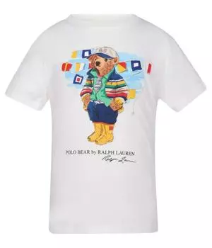 Футболка детская Polo Ralph Lauren с фирменным принтом, белый