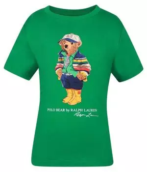 Футболка детская Polo Ralph Lauren с фирменным медведем, зеленый