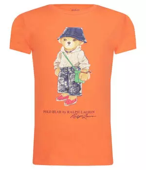 Футболка детская Polo Ralph Lauren с фирменным медведем, оранжевый