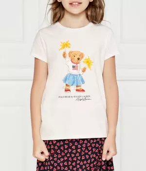 Футболка детская Polo Ralph Lauren с изображением медведя, белый