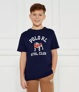 Футболка детская Polo Ralph Lauren с изображением собаки, синий