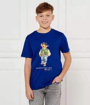 Футболка детская Polo Ralph Lauren с изображением медведя, синий