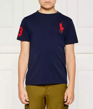 Футболка детская Polo Ralph Lauren с красным логотипом, синий