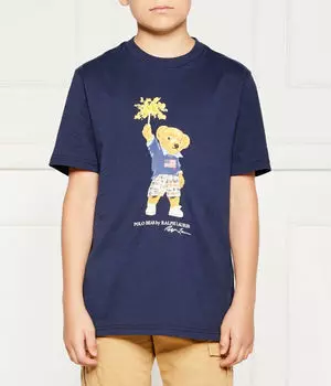 Футболка детская Polo Ralph Lauren с принтом медведя, синий