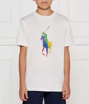 Футболка детская Polo Ralph Lauren с разноцветным логотипом бренда, белый