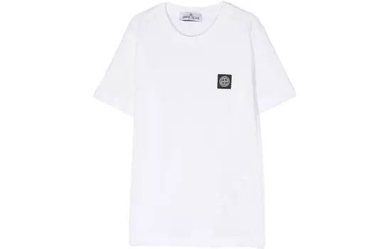 Футболка детская Stone Island с логотипом, белый