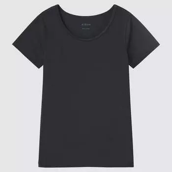 Футболка детская Uniqlo Airism Cotton Blend Scoop Neck Short Sleeved, черный