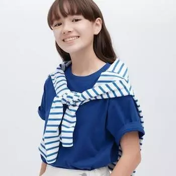 Футболка детская Uniqlo Cotton Colour Crew Neck Short Sleeved, синий