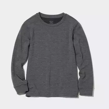 Лонгслив Uniqlo Heattech Extra Warm Cotton Crew Neck Long Sleeved Thermal, темно-серый