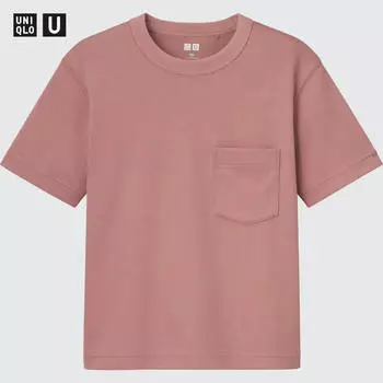 Футболка детская Uniqlo Kids Airism Cotton Crew Neck Short Sleeved, розовый