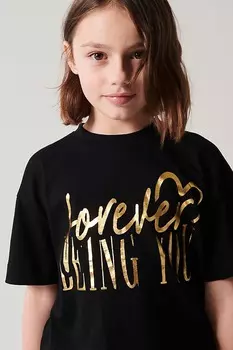 Футболка «Девочка навсегда будет тобой» River Island, черный