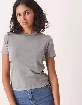 Футболка Dickies с длинными рукавами и рисунком ледника, цвет светло-серый, стираный