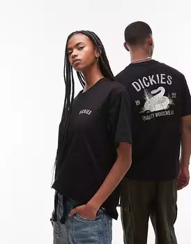 Футболка Dickies с графическим принтом на спине в виде змеи черного цвета