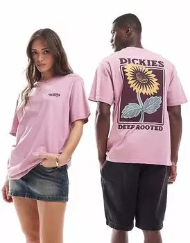 Футболка Dickies с графическим принтом подсолнуха на спине розового цвета - эксклюзивно для ASOS