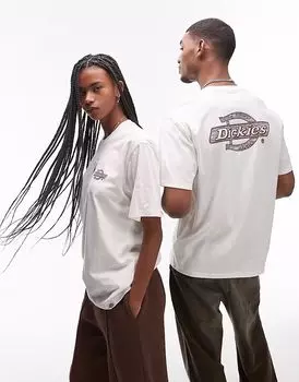Футболка Dickies с принтом деревянного логотипа на спине, бежевого цвета