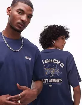 Футболка Dickies Wolf Country с графическим принтом на спине в темно-синем цвете - эксклюзивно для ASOS