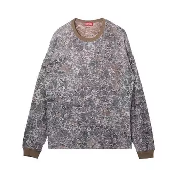 Футболка Diesel Camo Burn Out Print Long-Sleeve T-Shirt, бежевый