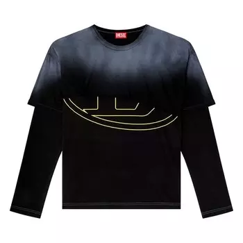 Футболка Diesel Destroyed Layered Long-Sleeve T-Shirt Black, черный