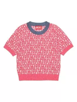 Футболка Diesel Kids Kiylla с логотипом и интарсией, красный