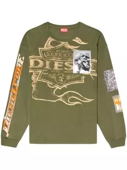 Футболка Diesel T-Boxt-ls-Slits-R5, зеленый