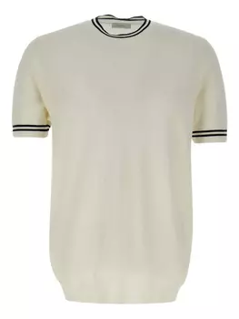 Футболка DIKTAT с короткими рукавами и отделкой в рубчик, белый