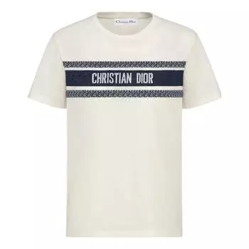 Футболка DIOR SS21 Casual Round Neck Pullover Short Sleeve Unisex White, белый