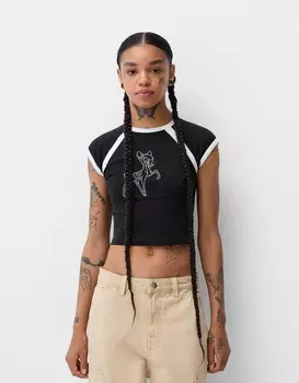 Футболка disney bambi со стразами Bershka, черный
